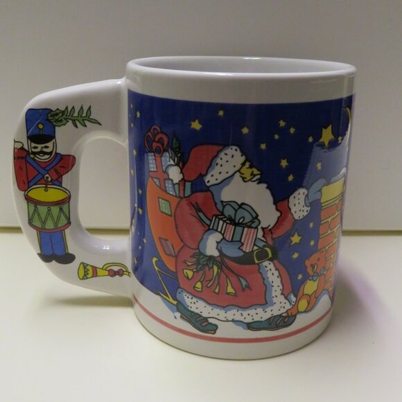 Pair XMAS Mugs Santa Reindeer Candy Canes (K667) - Picture 5 of 7